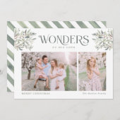 水の色クリスマスの葉の宗教的なホリデーカー シーズンカード (正面/裏面)