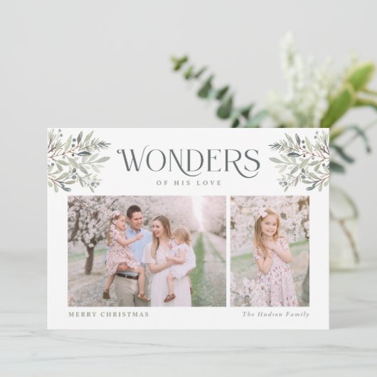 水の色クリスマスの葉の宗教的なホリデーカー シーズンカード (スタンド正面)