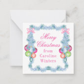 水の色クリスマスカラフルティンセルボーブル ノートカード (正面)