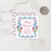 水の色クリスマスカラフルティンセルボーブル ノートカード (正面/裏面インサイチュ)