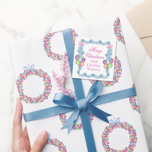 水の色クリスマスカラフルティンセルボーブル ノートカード