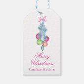 水の色クリスマスカラフルティンセル&ボーブル ギフトタグ (正面)