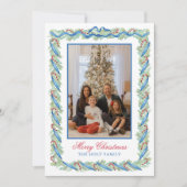 水の色クリスマスガーランド&キャンディーキャンズ写真 シーズンカード (正面)