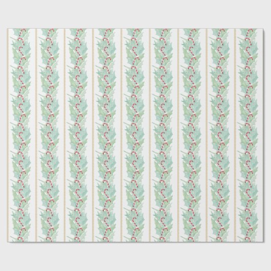 水の色クリスマスキャンディーケーンガーランド ラッピングペーパー (フラット)