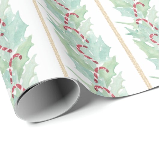 水の色クリスマスキャンディーケーンガーランド ラッピングペーパー (ロールコーナー)