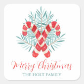 水の色クリスマスキャンディーケーンギフト スクエアシール (正面)