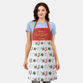 水の色クリスマスクッキーはキャンディケーンを飲む エプロン (着用した状態)