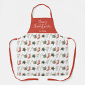 水の色クリスマスクッキーはキャンディケーンを飲む エプロン (正面)