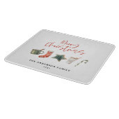 水の色クリスマスクッキーはキャンディケーンを飲む カッティングボード (角)