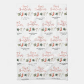 水の色クリスマスクッキーはキャンディケーンを飲む キッチンタオル (縦)