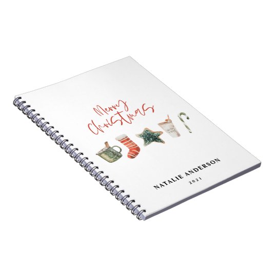 水の色クリスマスクッキーはキャンディケーンを飲む ノートブック (右側)