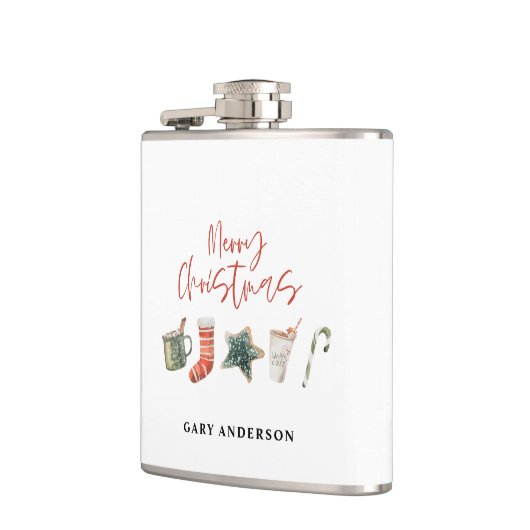 水の色クリスマスクッキーはキャンディケーンを飲む フラスク (左)