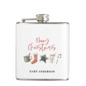 水の色クリスマスクッキーはキャンディケーンを飲む フラスク (正面)