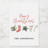 水の色クリスマスクッキーはキャンディケーンを飲む フードラベル (シングルラベル)