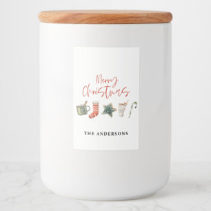 水の色クリスマスクッキーはキャンディケーンを飲む フードラベル