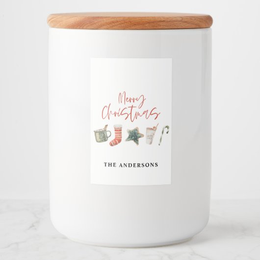 水の色クリスマスクッキーはキャンディケーンを飲む フードラベル (正面)