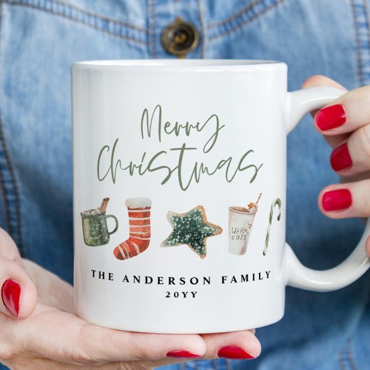 水の色クリスマスクッキーはキャンディケーンを飲む マグカップ