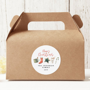 水の色クリスマスクッキーはキャンディケーンを飲む ラウンドシール