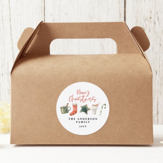 水の色クリスマスクッキーはキャンディケーンを飲む ラウンドシール