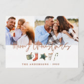 水の色クリスマスクッキーはキャンディケーンを飲む 箔シーズンカード (正面)