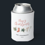 水の色クリスマスクッキーはキャンディケーンを飲む 缶クーラー<br><div class="desc">おもしろいフェスティバルデザインは水色の冬のお気に入り – ホットチョコレート、キャンディケーン、ストッキング。スクリプトのコンテンポラリーフォントでメリークリスマス祝は、休暇の季節に完璧な。</div>
