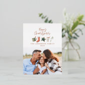 水の色クリスマスクッキーはキャンディ一枚写真を飲む 箔シーズンポストカード (立ち正面)