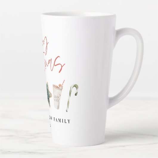 水の色クリスマスクッキー飲み物キャンディケーンマグカップ カフェラテマグ (右)