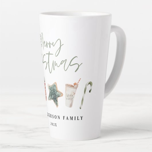 水の色クリスマスクッキー飲み物キャンディケーンマグカップ カフェラテマグ (右アングル)