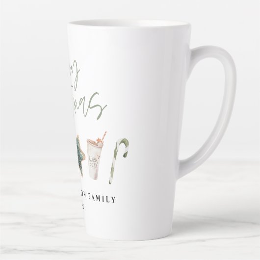 水の色クリスマスクッキー飲み物キャンディケーンマグカップ カフェラテマグ (右)