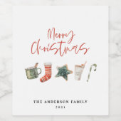 水の色クリスマスクッキー飲み物キャンディケーンマグカップ ワインラベル (シングルラベル)