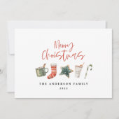 水の色クリスマスクッキー飲み物キャンディーケーンホリ シーズンカード (正面)