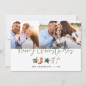 水の色クリスマスクッキー飲み物キャンディーケーンホリ シーズンカード (正面)