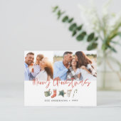 水の色クリスマスクッキー飲み物キャンディーケーンホリ シーズンポストカード (スタンド正面)