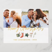 水の色クリスマスクッキー飲み物キャンディ2写真 箔シーズンポストカード (正面)