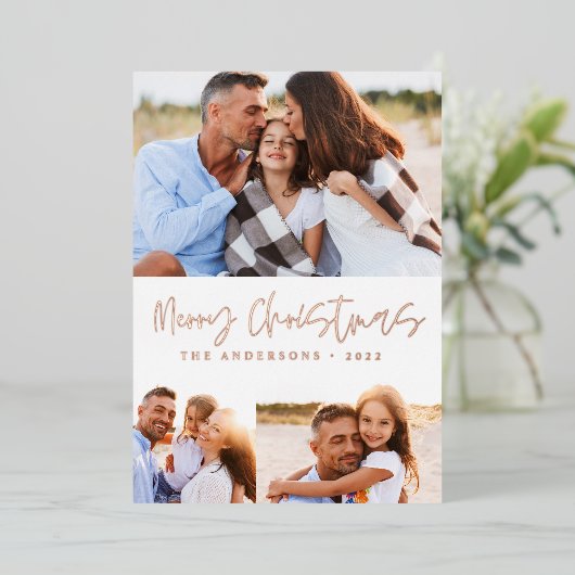 水の色クリスマスクッキー飲み物キャンディ3写真 箔シーズンカード (立ち正面)