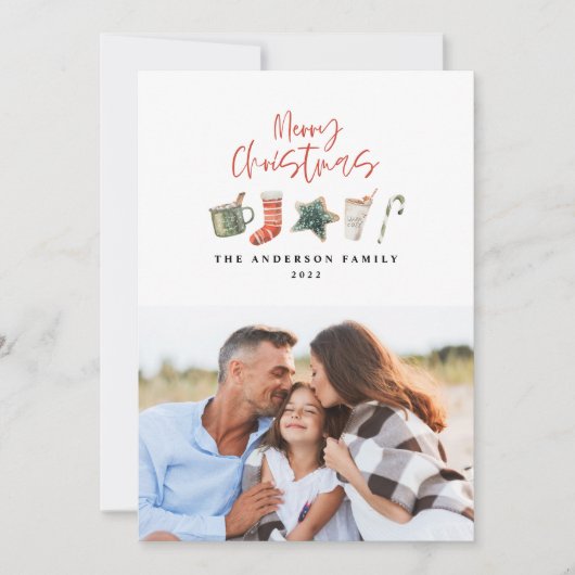 水の色クリスマスクッキー1写真キャンディーケーンホール シーズンカード (正面)