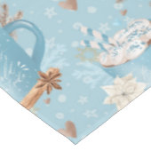 水の色クリスマスクッキー&ココア&スノーフレーク テーブルクロス (アングル)