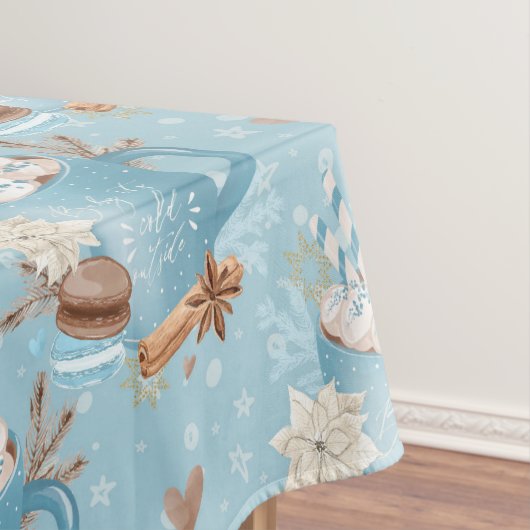 水の色クリスマスクッキー&ココア&スノーフレーク テーブルクロス (インサイチュ)