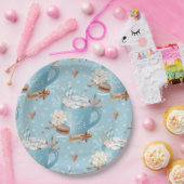 水の色クリスマスクッキー&ココア&スノーフレーク ペーパープレート (パーティー)