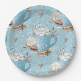 水の色クリスマスクッキー&ココア&スノーフレーク ペーパープレート