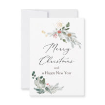 水の色クリスマスグリーンリーフラットカード