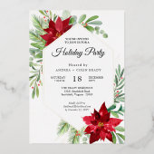 水の色クリスマスグリーン+金ゴールドホリデーパーティー 箔招待状 (正面)