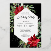 水の色クリスマスグリーン+金ゴールドホリデーパーティー 箔招待状 (正面)