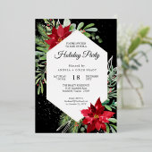 水の色クリスマスグリーン+金ゴールドホリデーパーティー 箔招待状 (立ち正面)