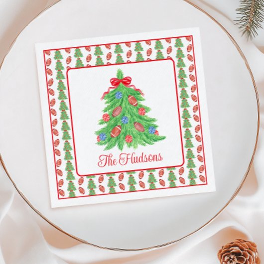 水の色クリスマスサッカーツリーギフト スタンダードカクテルナプキン