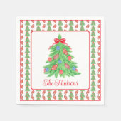 水の色クリスマスサッカーツリーギフト スタンダードカクテルナプキン (正面)