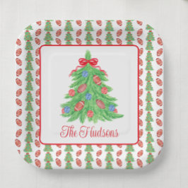 水の色クリスマスサッカーツリーギフト ペーパープレート