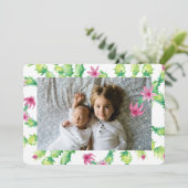 水の色クリスマスサボテンのホリデーフォトカード シーズンカード (スタンド正面)