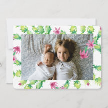 水の色クリスマスサボテンのホリデーフォトカード