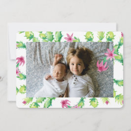 水の色クリスマスサボテンのホリデーフォトカード シーズンカード